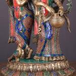 Radha Krishna Under Kadamba Tree | 21" Superfine Brass Sculpture | Intricate Stonework | 18 kg Divine Charm | Elegant Spiritual Decor | Jaipurio Masterpiece